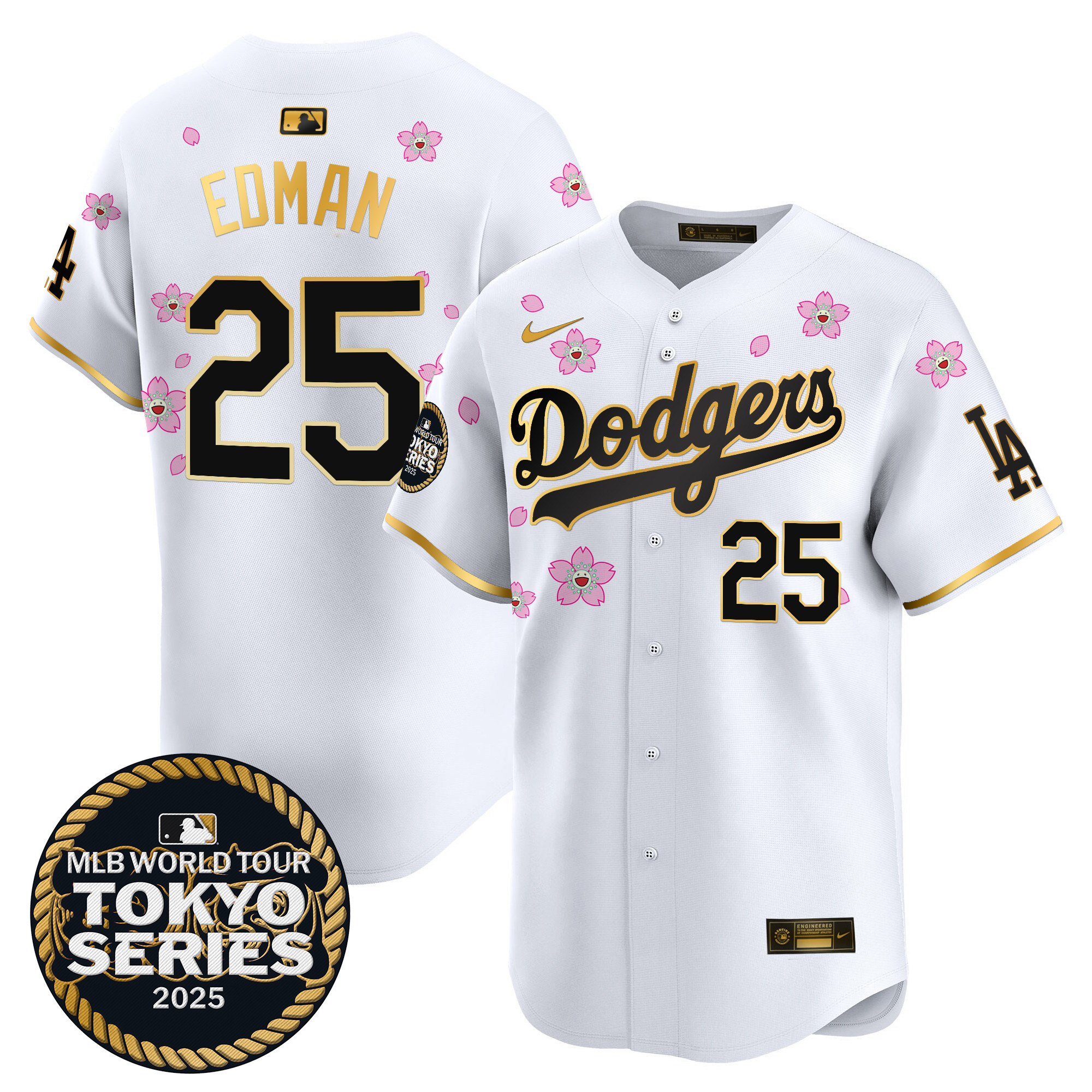 Men Los Angeles Dodgers #25 Edman Tokyo Series  white Limited Stitched 2025 Jersey3->los angeles dodgers->MLB Jersey